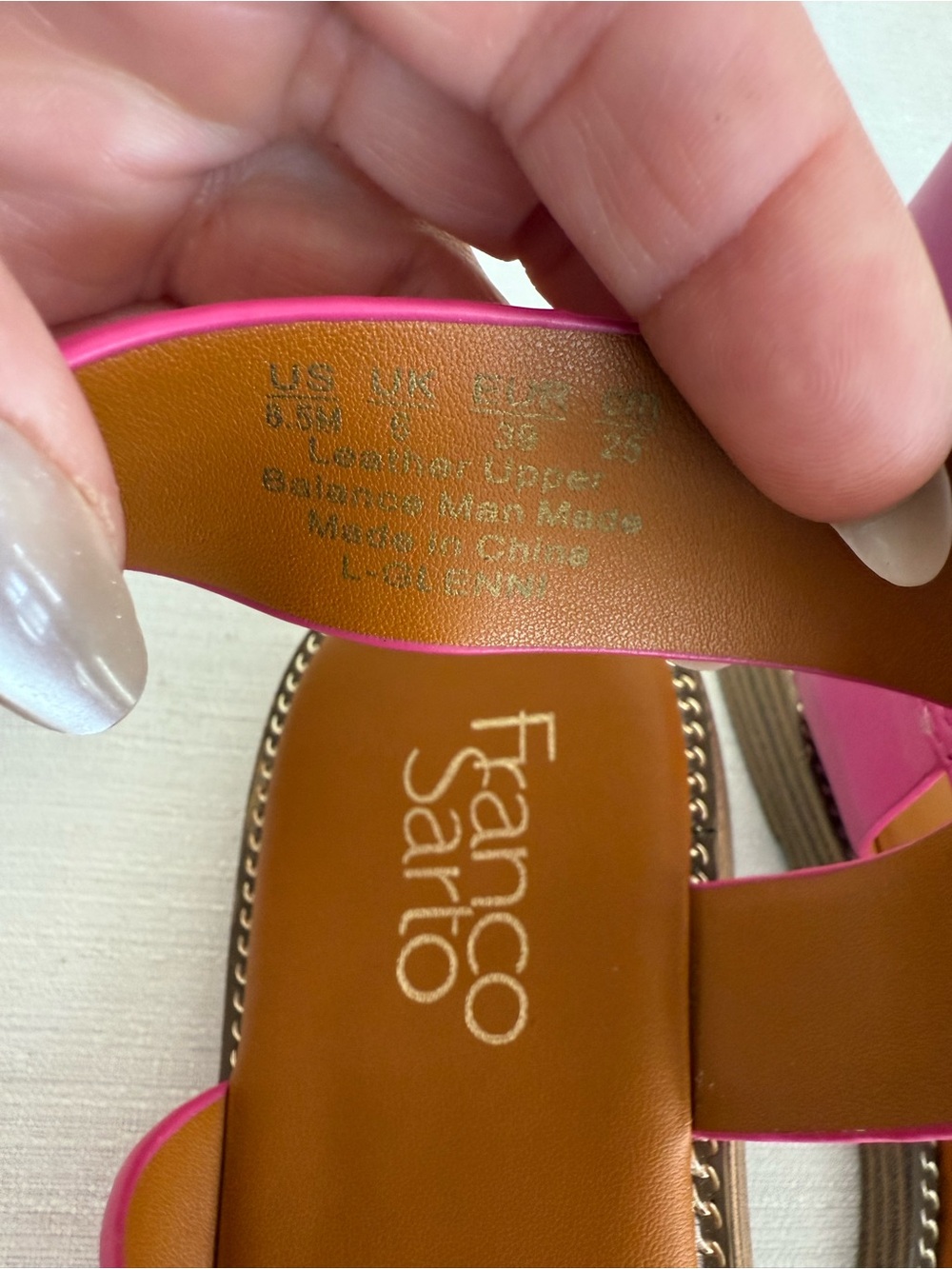 Franco Sarto Hot Pink Strap Leather Sandals - Picture 9 of 10